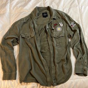 American Eagle Boyfriend Fit button down with patch design